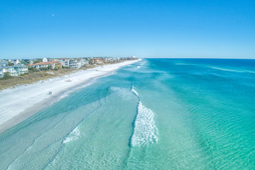 Turquoise Gulf waters and white-sand beach along 30A