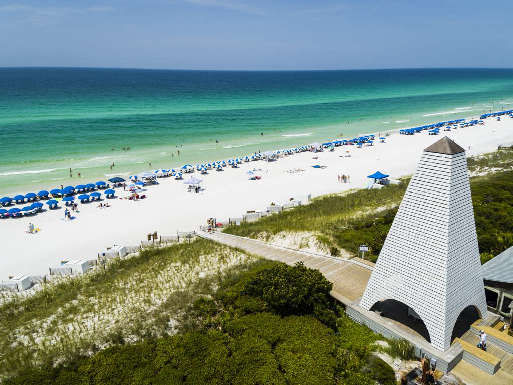 Seaside beach and pavilion